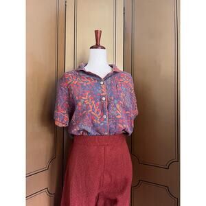 Cotton pajama top with flowers, size L